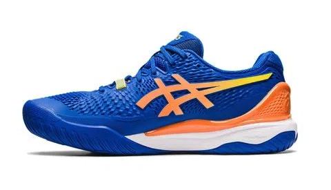 Tênis Asics Gel Resolution 9 Azul e Laranja - Squash Store