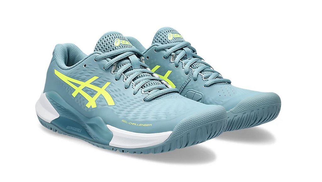 Tenis Asics Gel Challenger 14 Feminino Azul Gris e Amarelo Squash Store