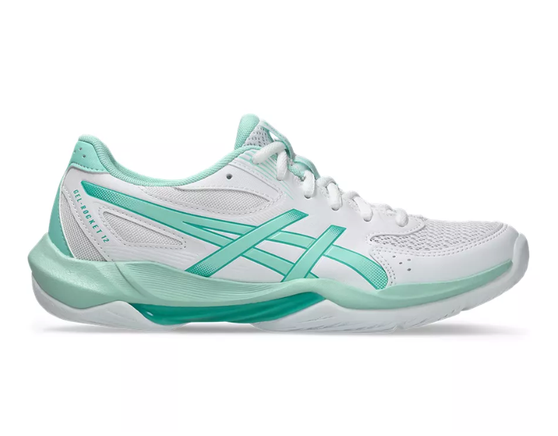 Tênis Asics Gel Rocket 12 Branco e Verde Agua - Squash Store