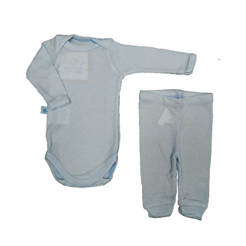 Pijama Bebê com body e calça Canelado - Mães \u0026 Mimos
