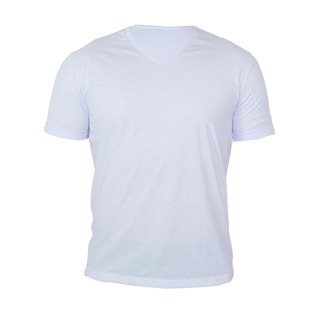 Camiseta Gola V Poliéster Anti Pilling Branca Masculina - Sansar Camisetas  - Comprar Camisetas Direto da Fábrica