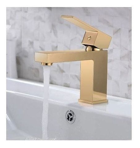 Torneira Monocomando Banheiro Quadrada Dourada Brilhante - Loren Metais |  Compre Direto de Fabrica