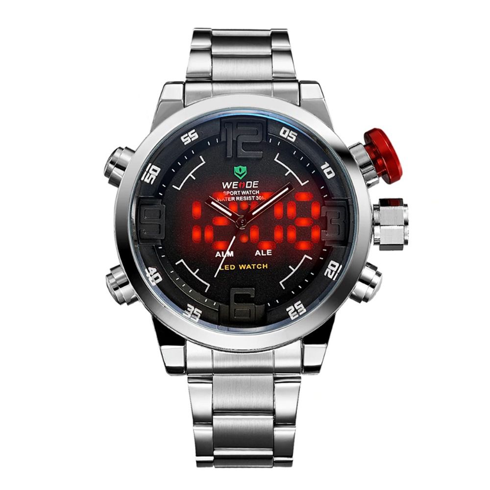 Relógio Masculino Weide AnaDigi Casual WH-2309 Prata e Vermelho - Relógio  Store Atacadista de Relógios