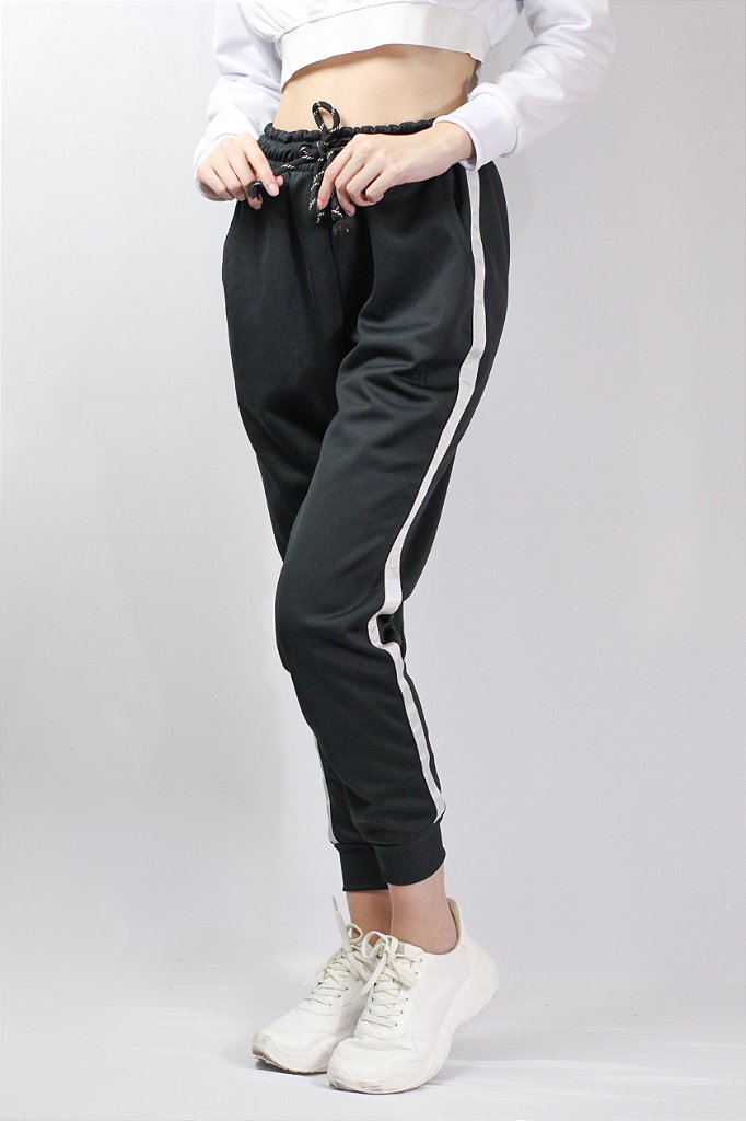 calça jogger com listra lateral helanca