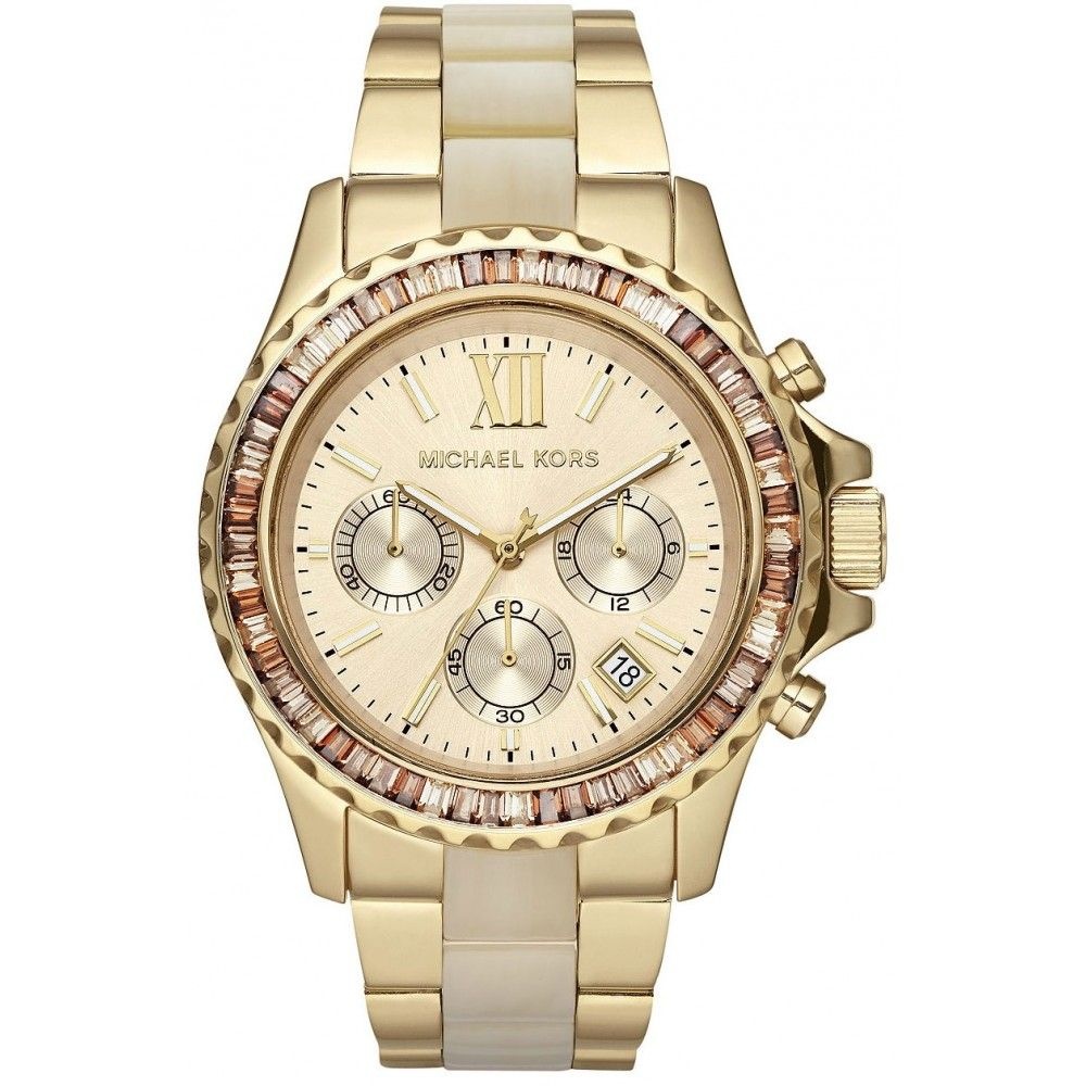 Relógio Feminino Michael Kors MK5874 Dourado Cristais Oversized Madreperola  - Mimports - Produtos e perfumes importados exclusivos para você