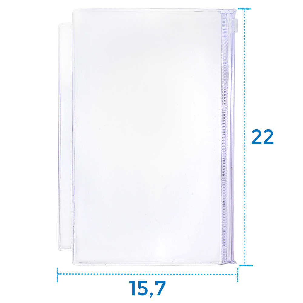 Envelope Canguru 15,7x22 cm Com Zíper e Cursor Para Agendas e Cadernos  Cristal Transparente Liso - Luplastic
