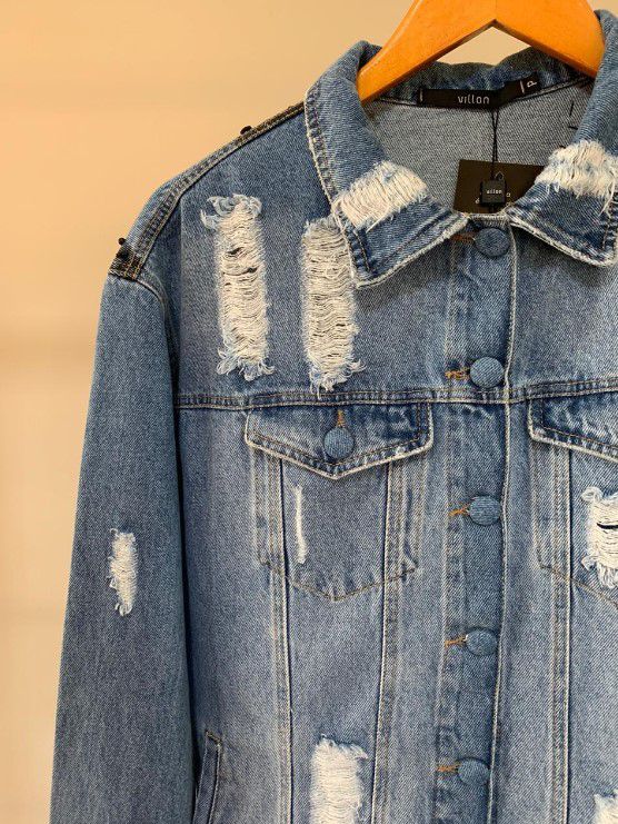 Jaqueta jeans bordada olho grego pedras - LIeMODAS | Multimarcas