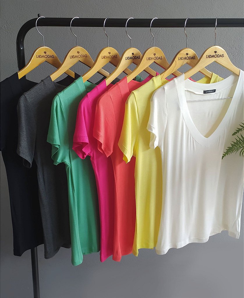 Blusa podrinha decote V colors - LIeMODAS | Multimarcas