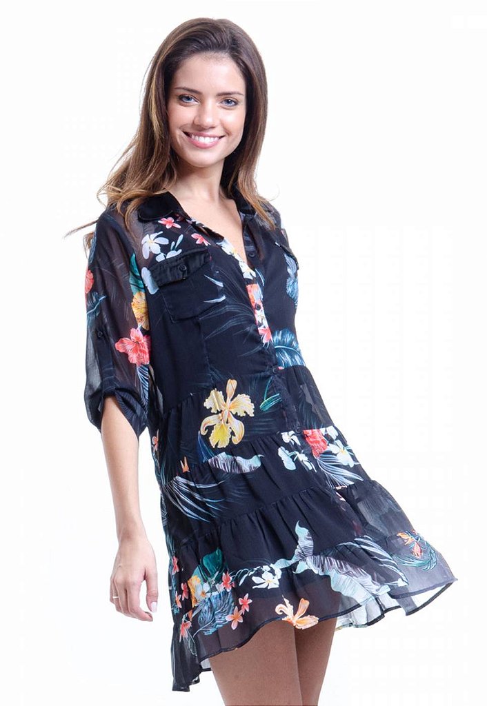 vestido floral evase