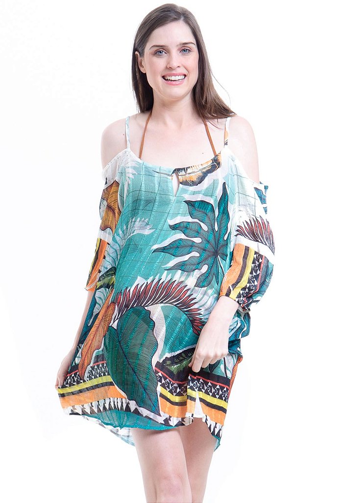 vestido folhas verdes