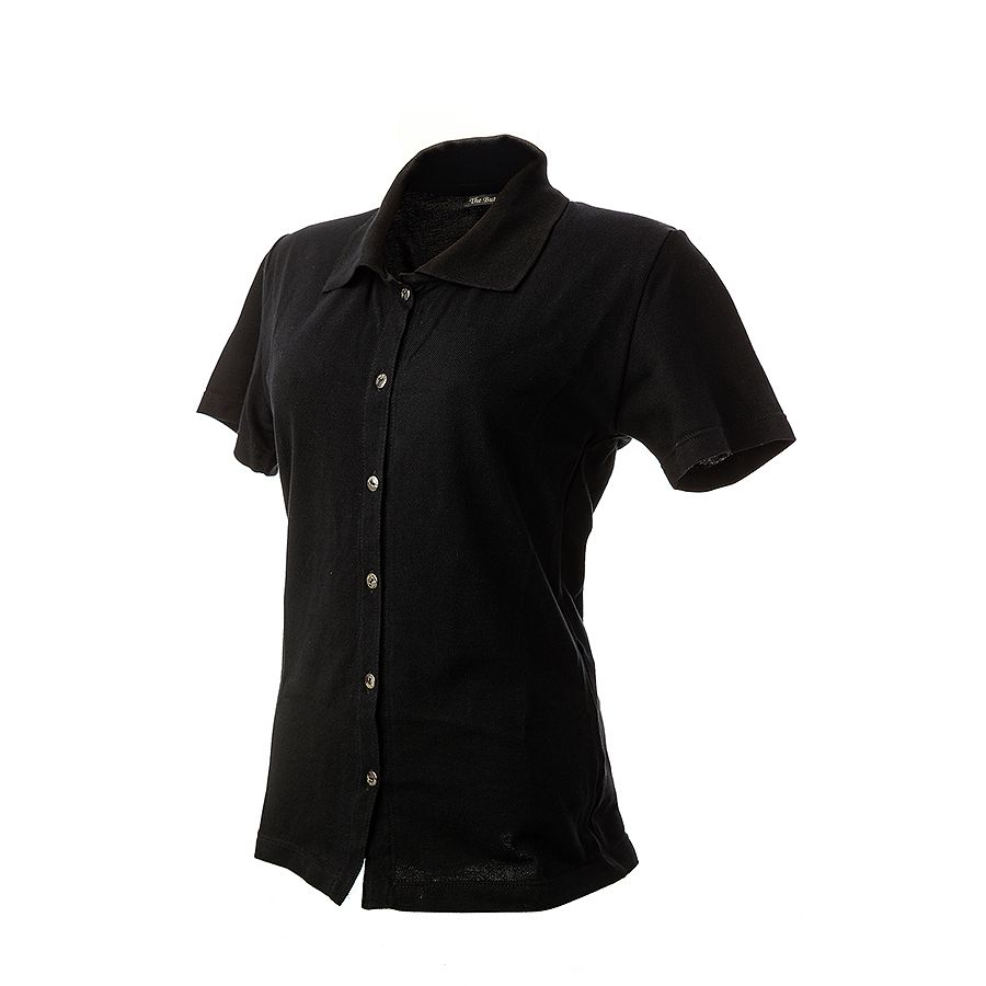 Camisa Polo Feminina Preta com Botões - Camisas, Blusas e Polos com Botão |  The Button