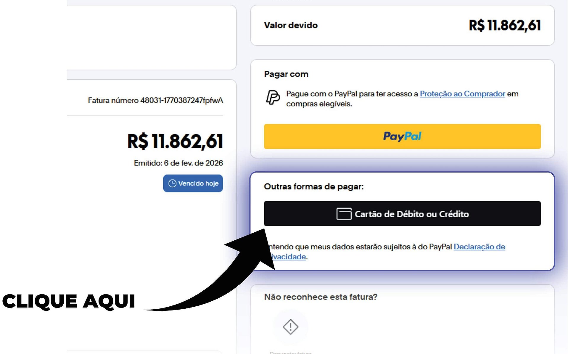 Instruções PayPal
