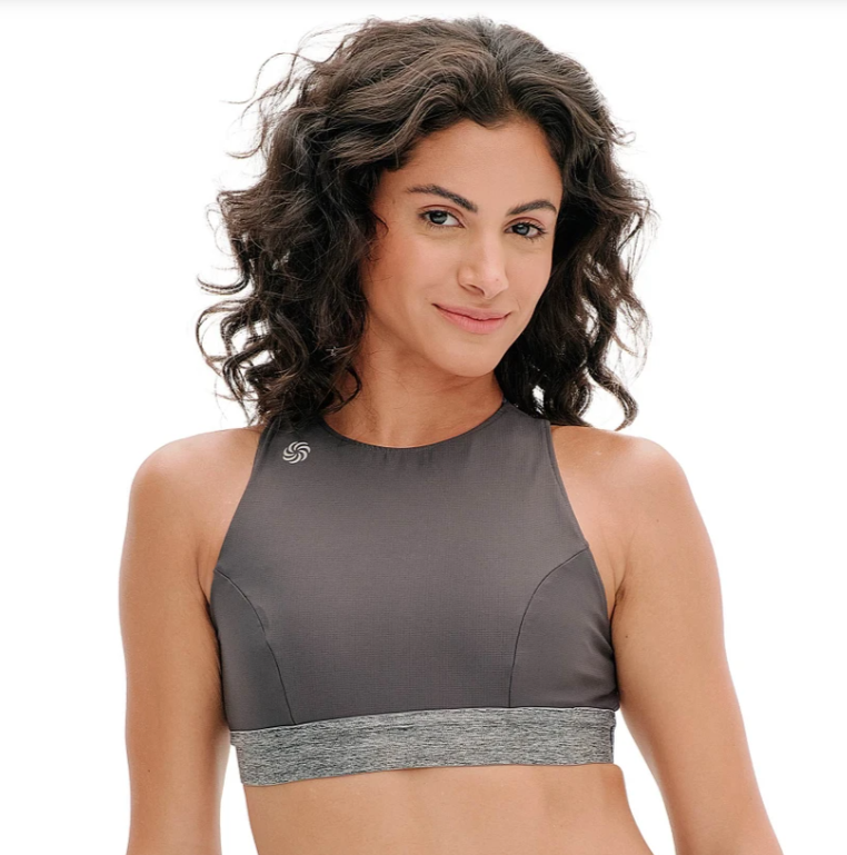 Top La Vie Cropped Dupla Face Preto e Grafite - Gurias na Corrida