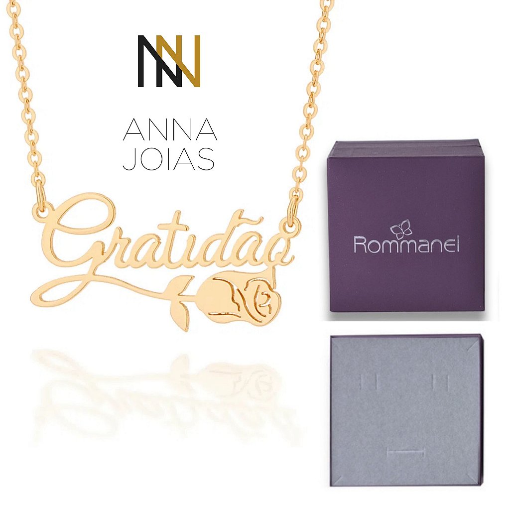 Gargantilha Gratidão Rommanel com Caixa de Presente - Folheada a Ouro -  Anna Joias e Acessórios