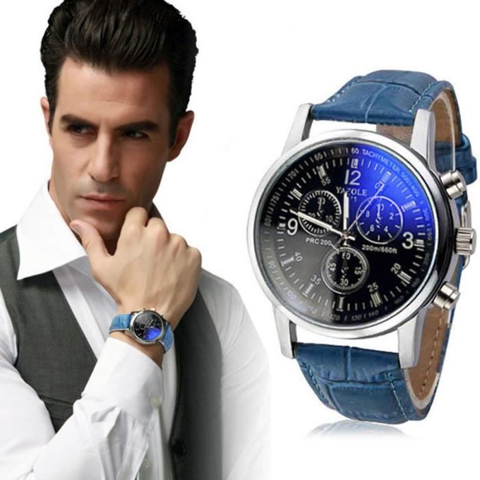 Relógio Masculino Azul Pulseira em Couro Fundo Preto Yazole - Anéis -  Presentes - Cordões Masculinos - Pulseiras - Relógio Masculino - Relógio  Feminino - 4x Sem Juros - Frete Grátis
