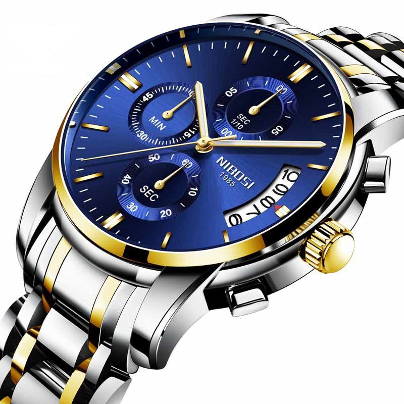 Relógio Masculino Prata Nibosi Fundo Azul Pulseira de Aço Todo Funcional  Cronógrafo - PJK STORE - Smartwatches 70% OFF - Relógios Masculinos e  Femininos 60% OFF - 10x Sem Juros.