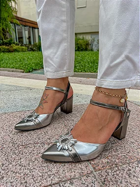 Scarpin Monique Degrad Chumbo com Brilhantes Laura s Boutique