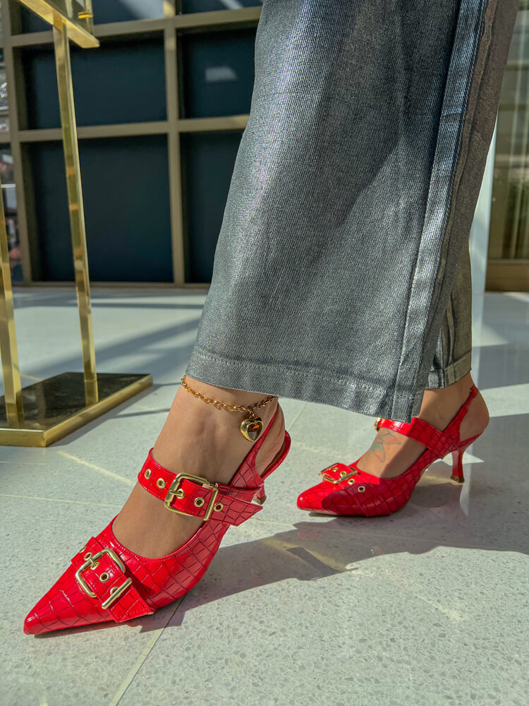 Hot scarpin vermelho salto baixo Clearance