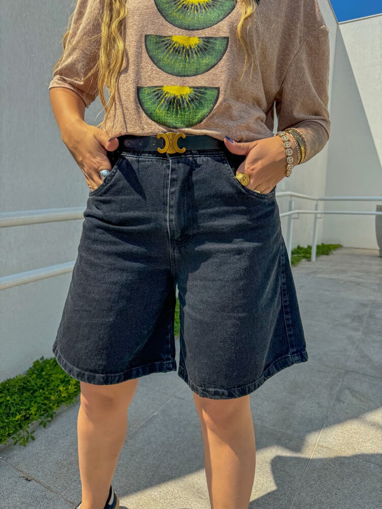 Short Feminino Short Cintura Alta Com Suspensorio Shorts Jeans Da