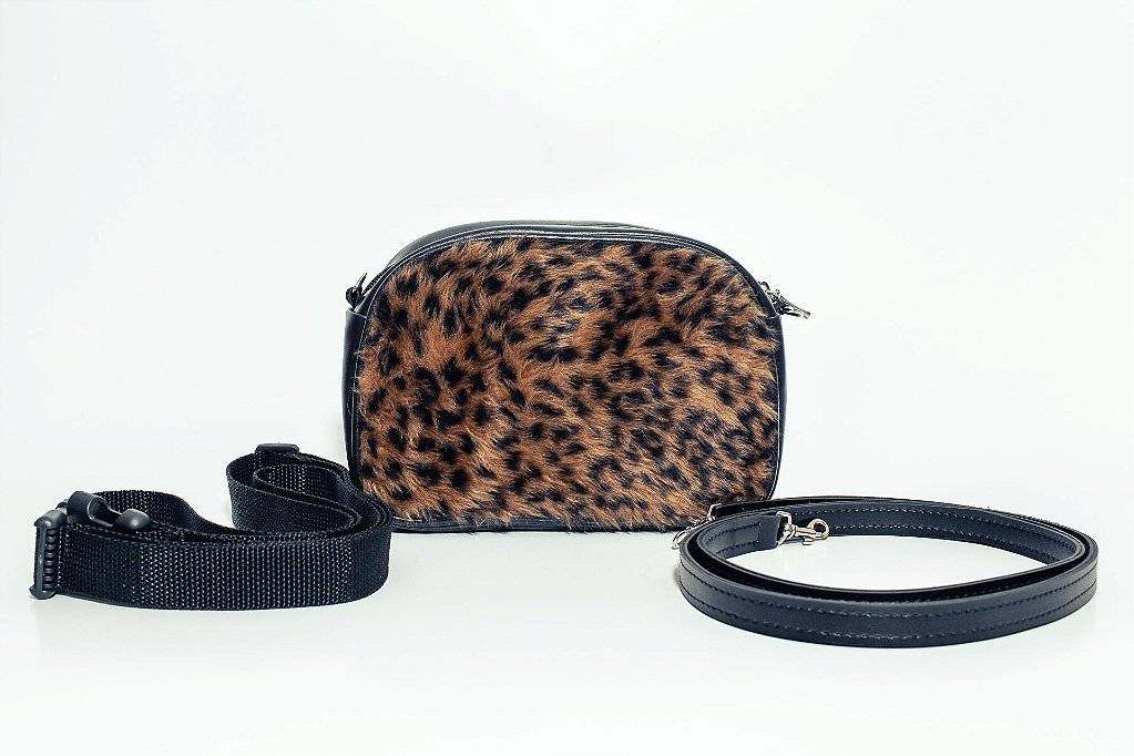 black bolsa with leopard print strap