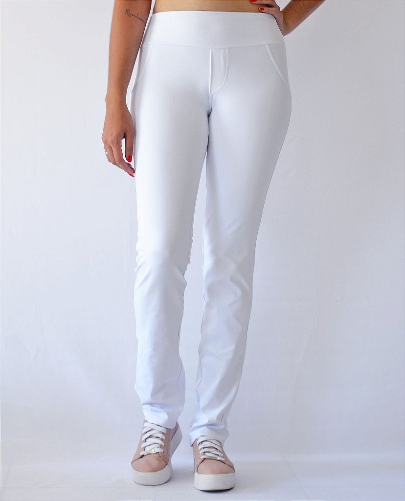 Calça Montaria Elastic Suplex Poliamida Branca - Vital Wear - Moda Fitness