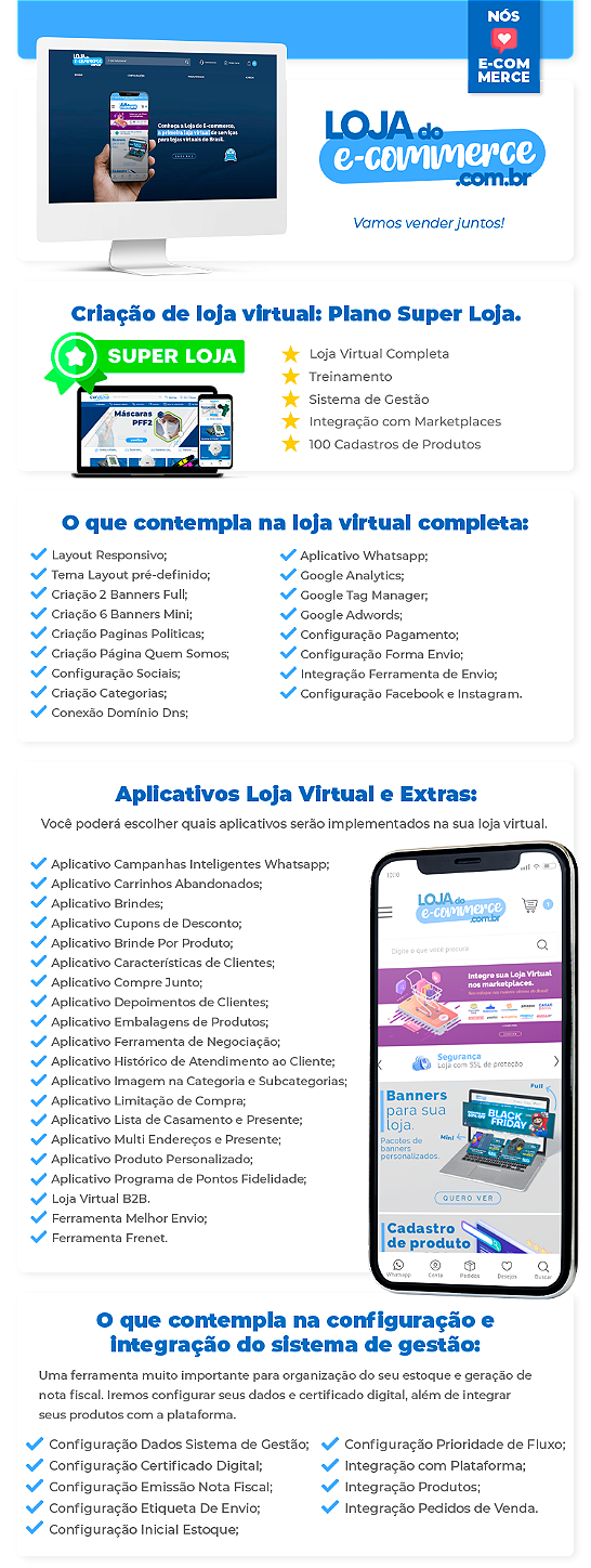 Serviços para Lojas Virtuais, Implantação, Integrações com Ferramentas