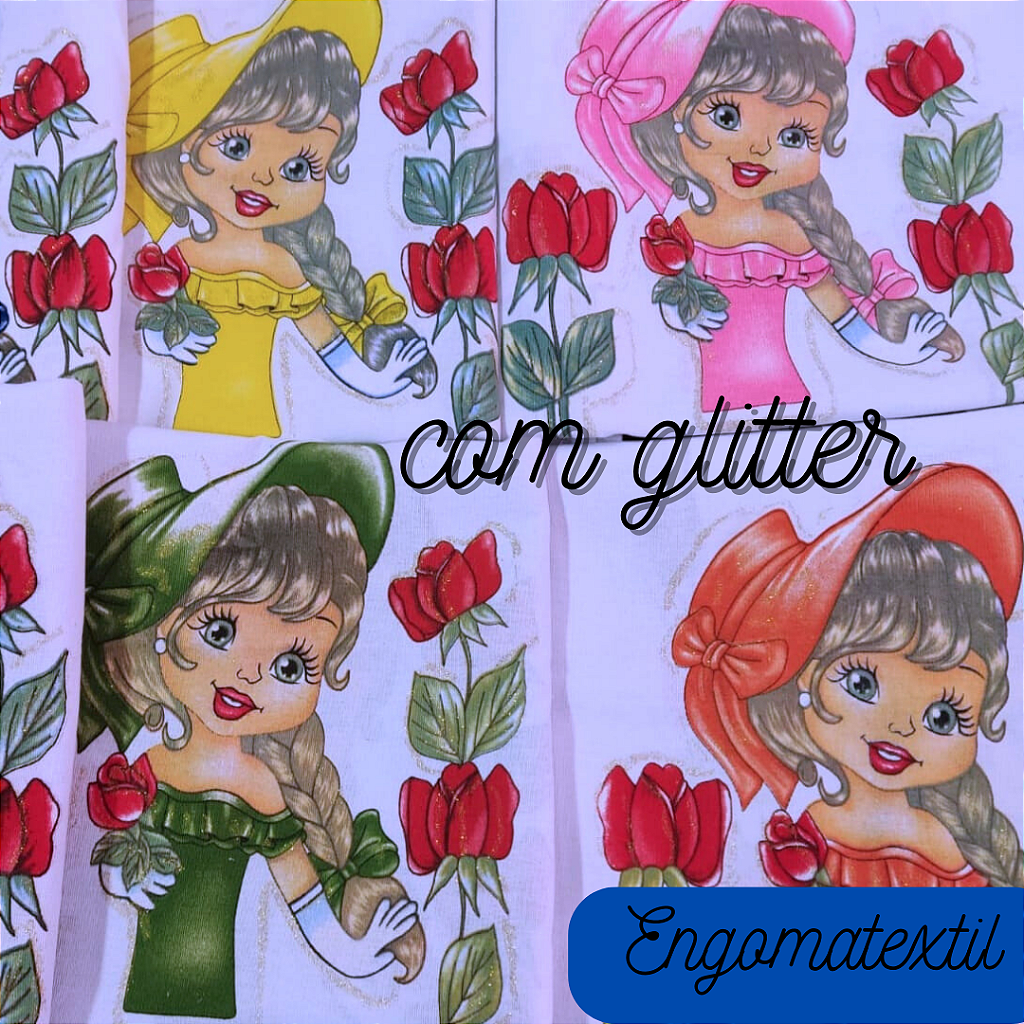 Pano Bainha Boneca Nina com Glitter para fazer Saia de Crochê 45x72cm 100%  Algodão - RDC Comercial