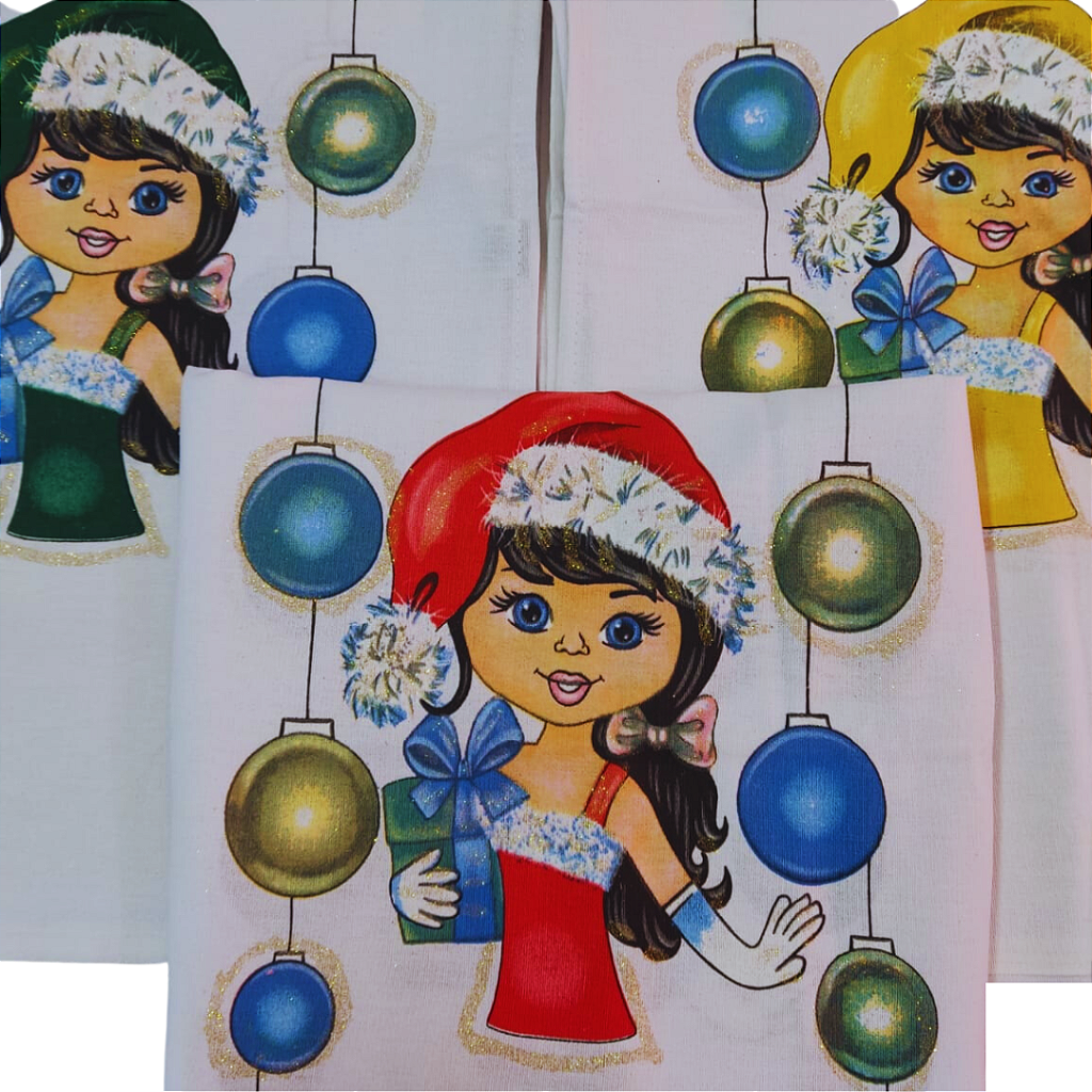 Pano Bainha Boneca Mamãe Noel com Glitter para fazer Saia de