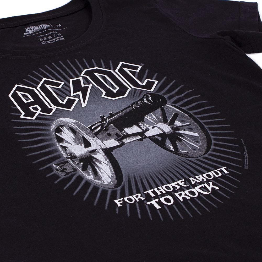 Camiseta Feminina ACDC For Those About To Rock Preta Oficial - Art