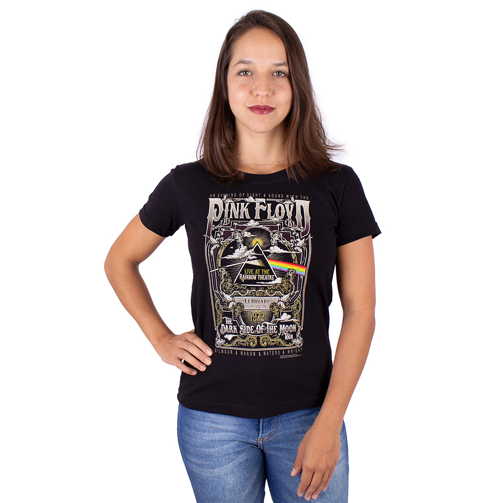 Camiseta Feminina Pink Floyd Carnegie Hall Preta - Oficial - Art