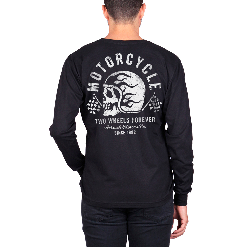 Camiseta Manga Longa Moto Forever Preta - COMEÇOU A BLACK ROCK