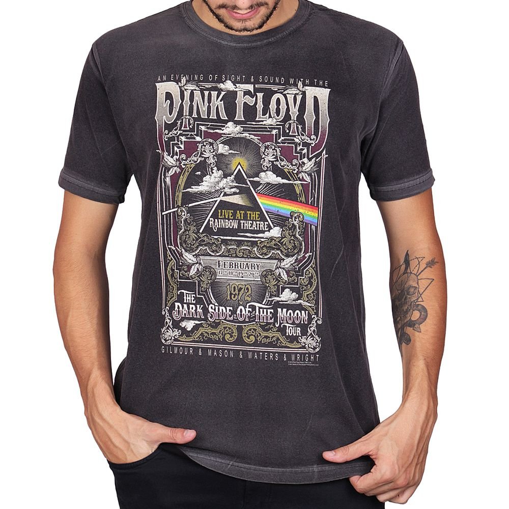 Camiseta Pink Floyd Live at the Rainbow Estonada Premium Marrom
