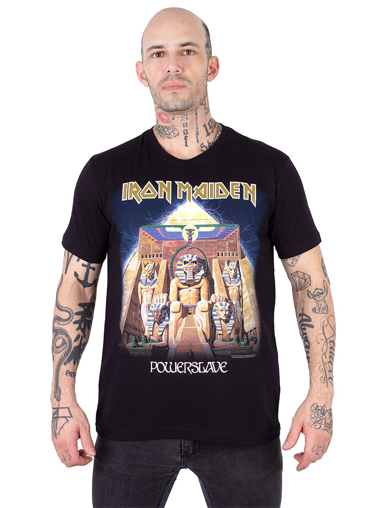 Camiseta Iron Maiden Powerslave Preta Viva a Vida com Arte Viva com Art Rock