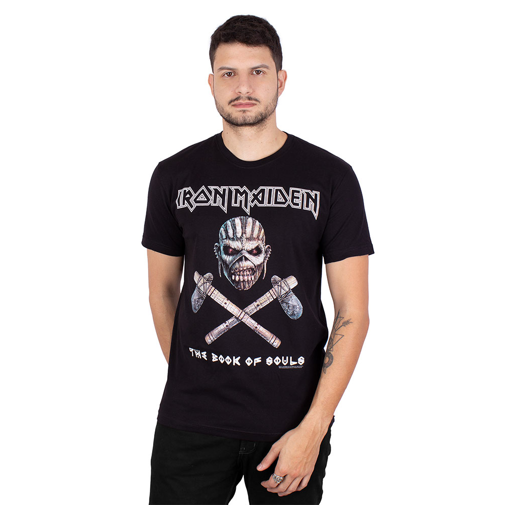 IRON MAIDEN THE BOOK OF SOULS ツアーTシャツ Camiseta Iron Maiden The Book Of Souls Preta - Art Rock Camisetas