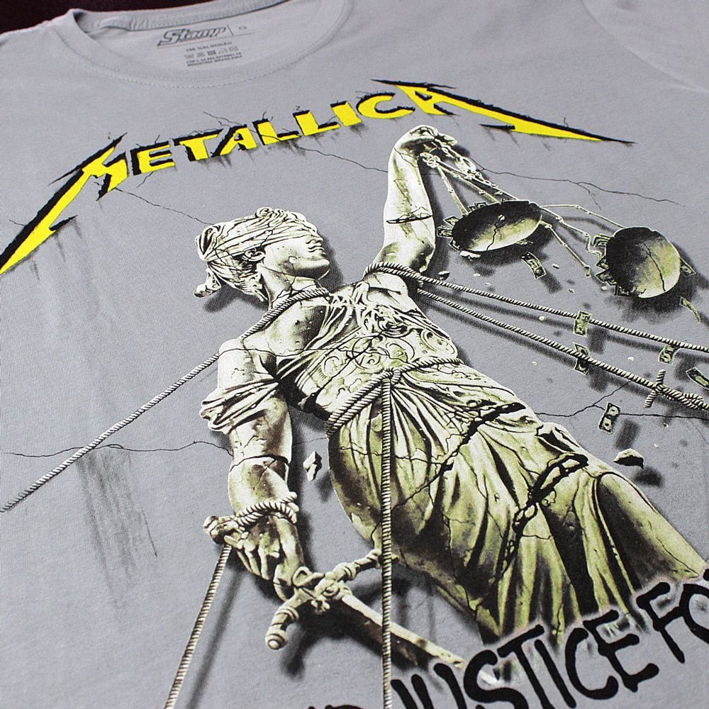 Camiseta Metallica Justice For All Cinza - Art Rock Camisetas