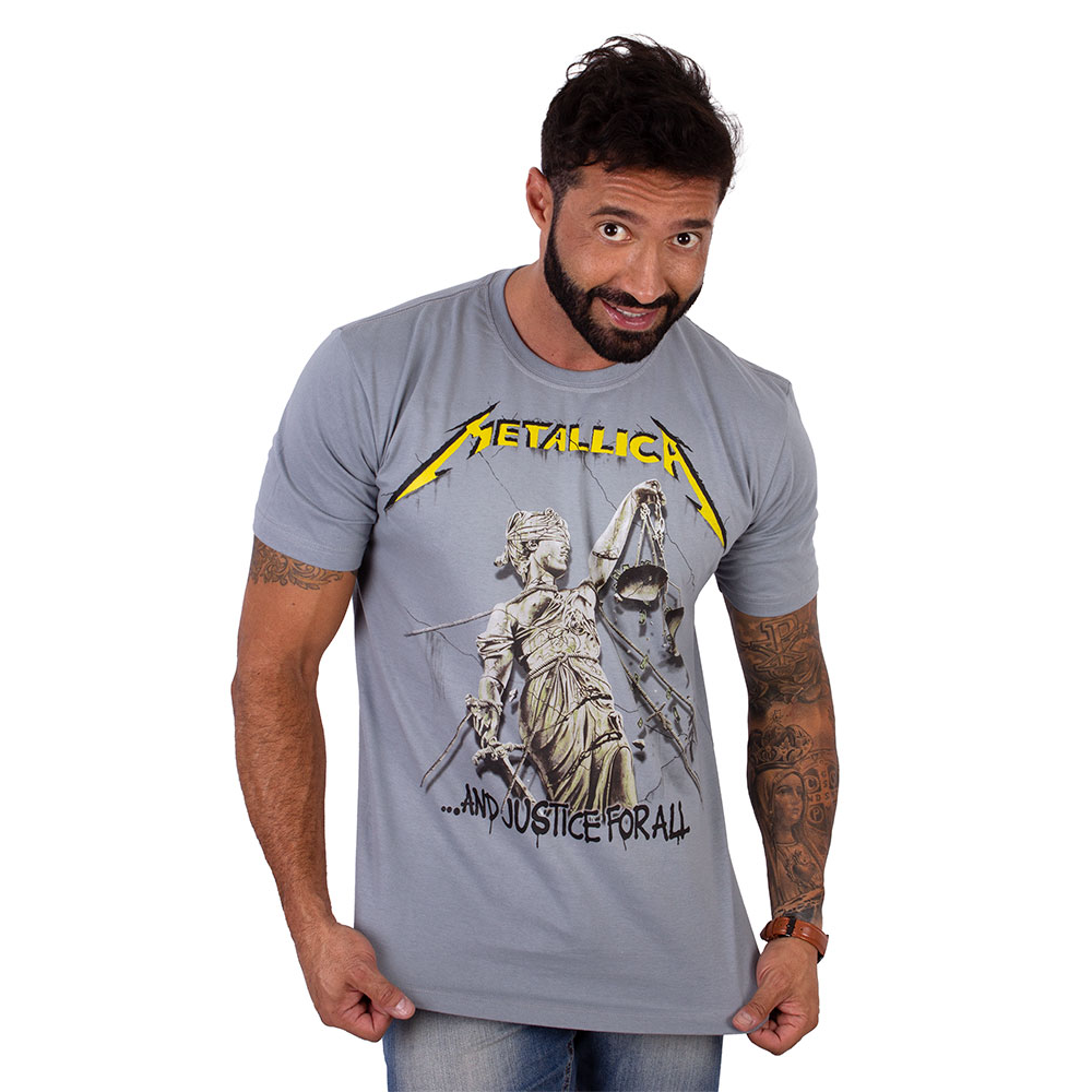Camiseta Metallica Justice For All Cinza - Art Rock Camisetas