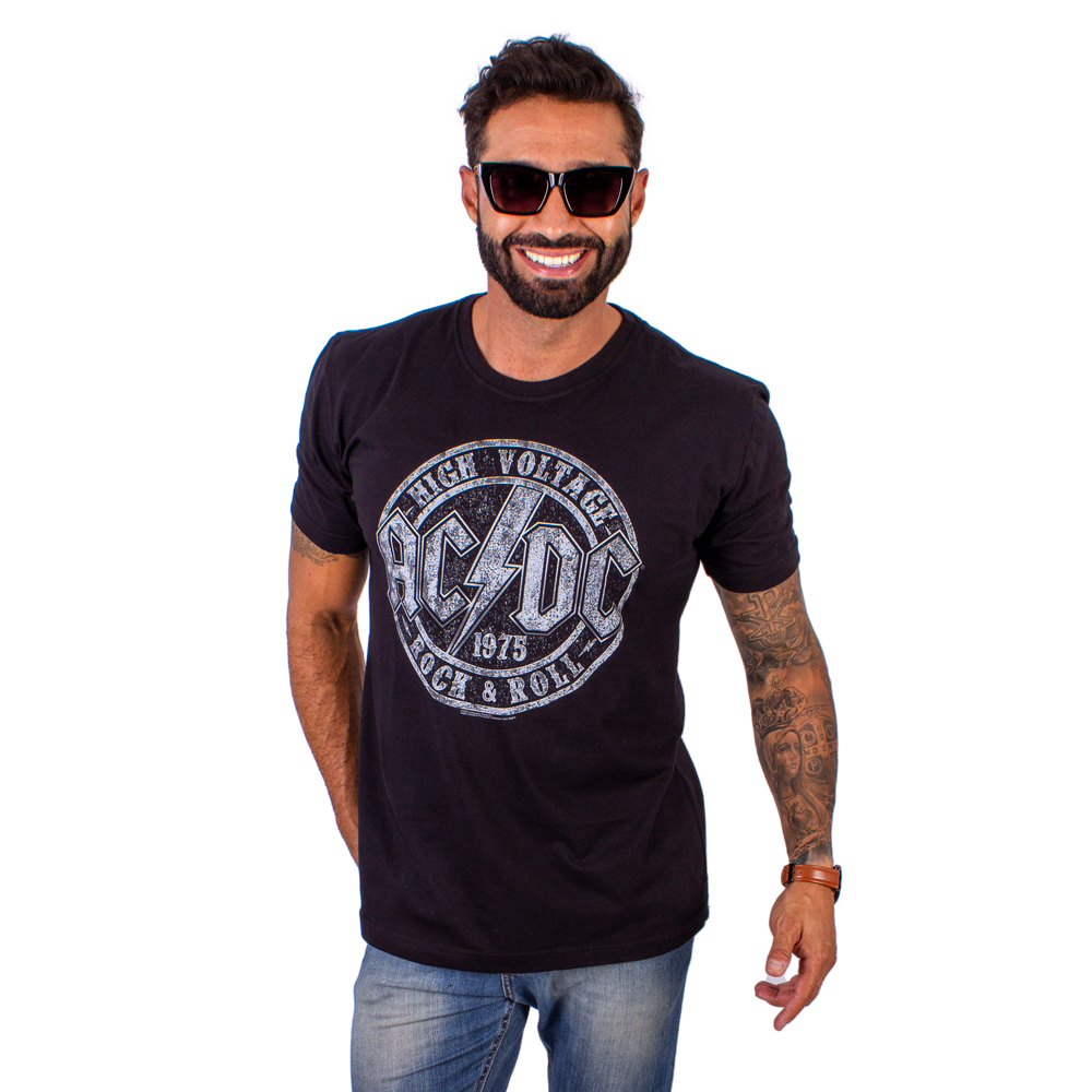 Camiseta ACDC High Voltage Preta - Art Rock Camisetas - Desde 1992