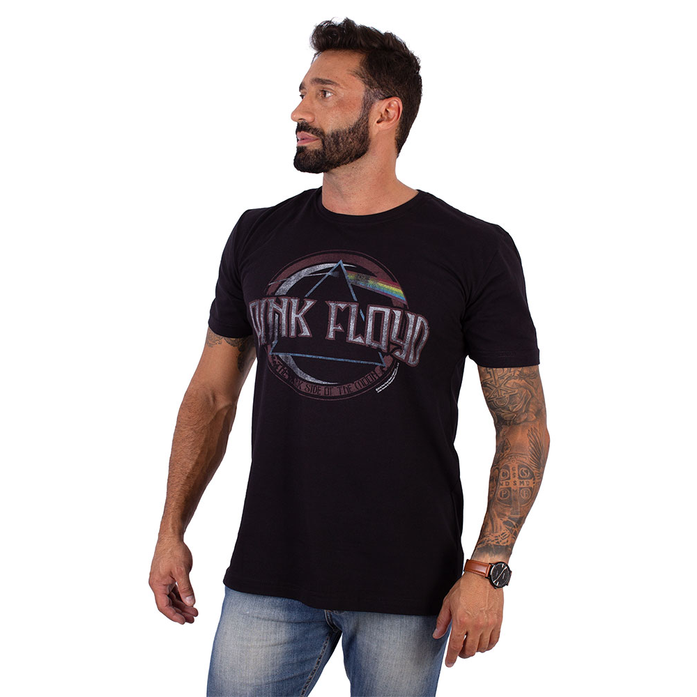 PINK FLOYD ブラックTシャツ Camiseta Pink Floyd The Dark Side Of The Moon Preta - Art Rock