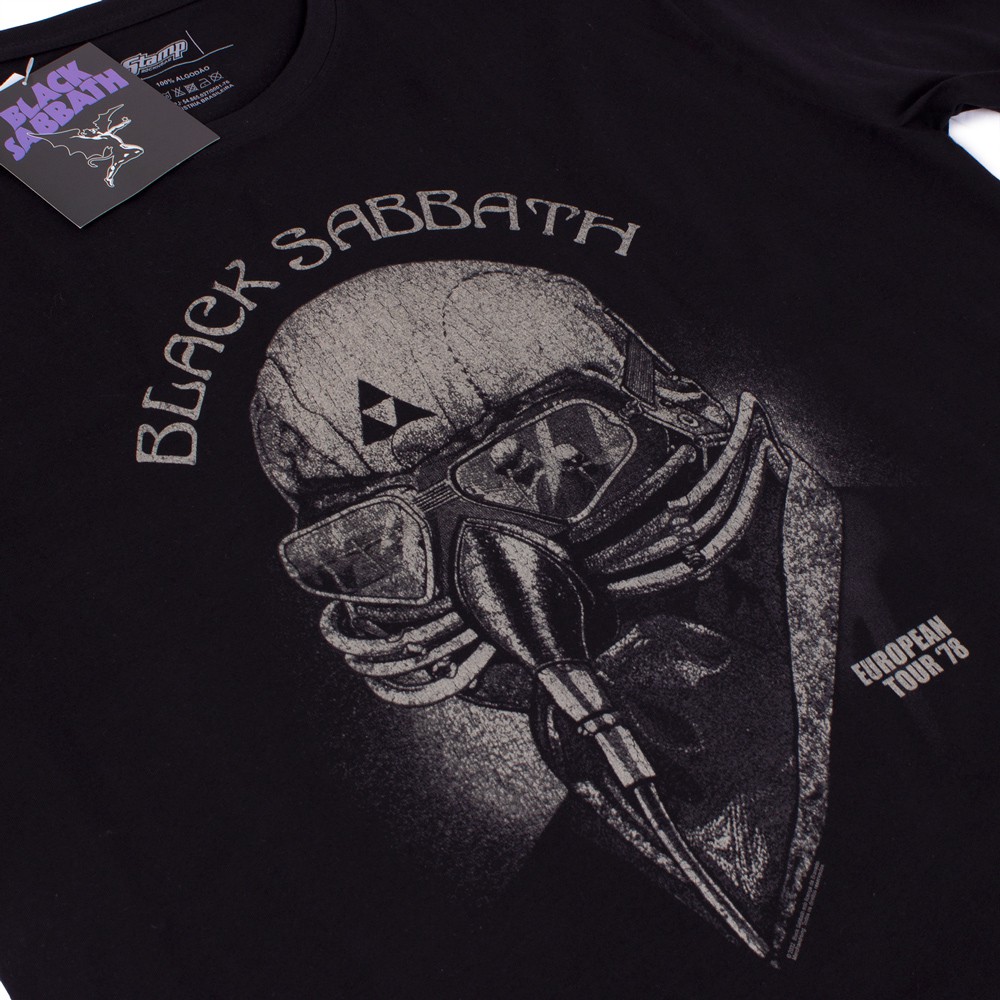 Camiseta Plus Size Black Sabbath Máscara Tour 78 Preta Oficial