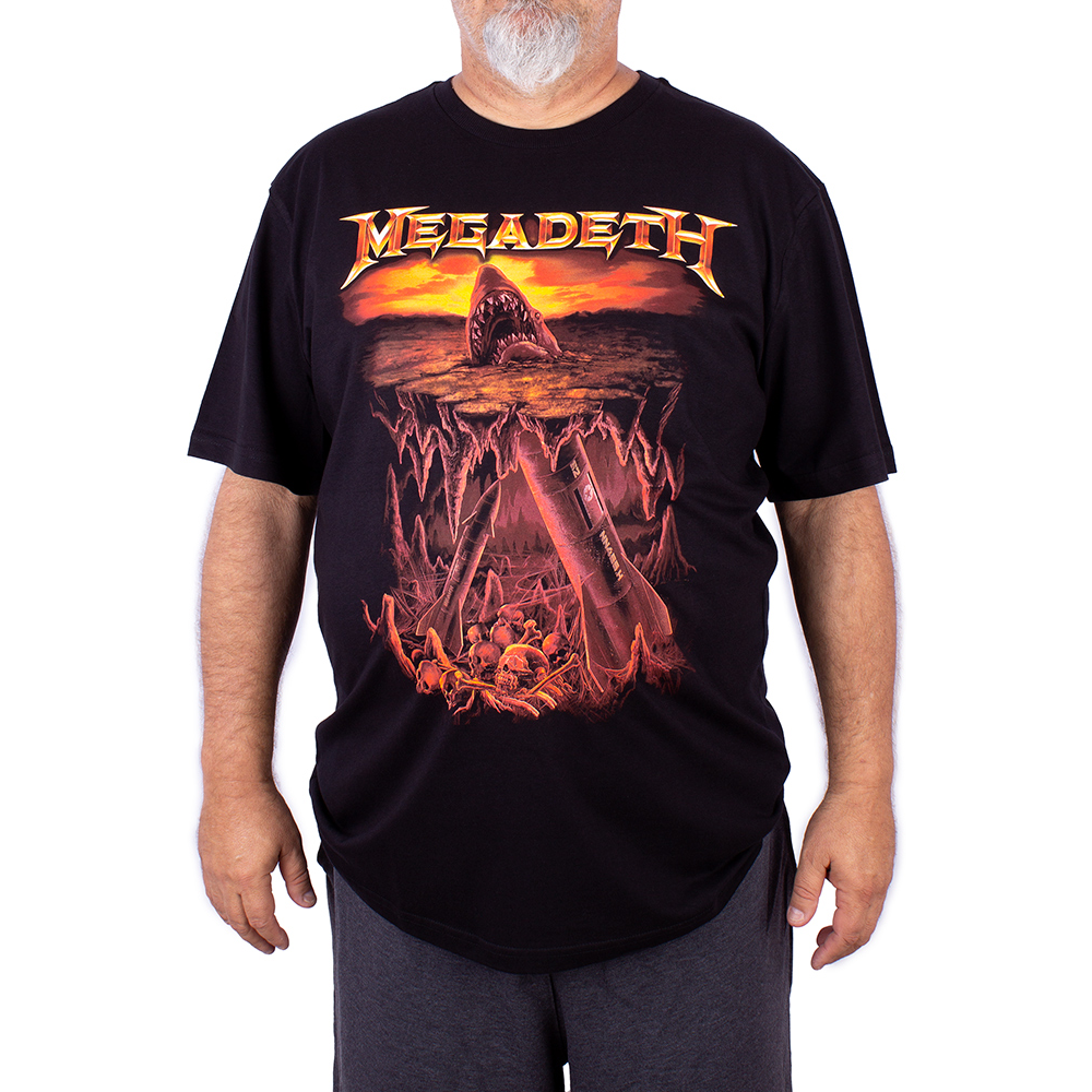 Camiseta Plus Size Megadeth Shark Preta - Art Rock Camisetas