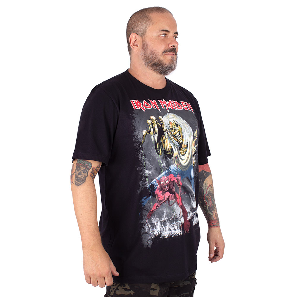 Camiseta Plus Size Iron Maiden Number Of The Beast Preta Viva a Vida com Arte Viva com Art Rock