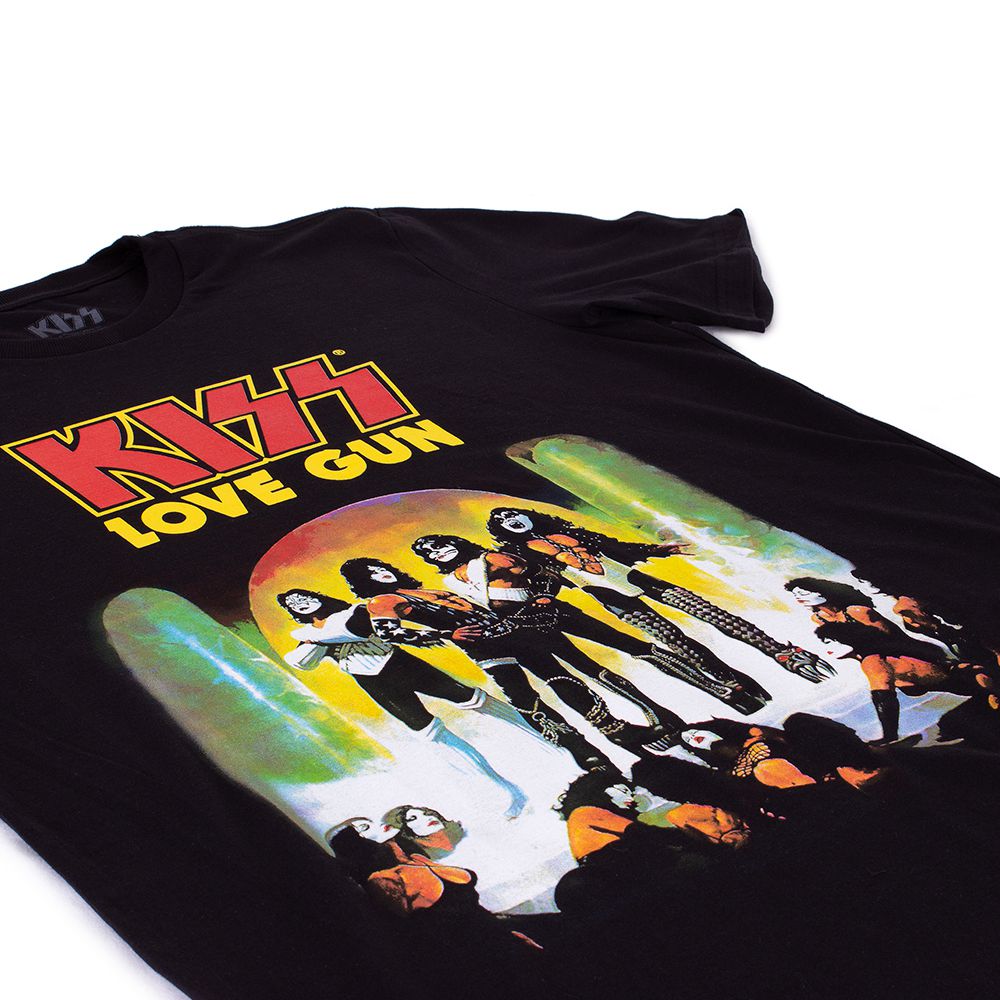 Camiseta Plus Size Kiss Love Gun Preta Oficial - Art Rock