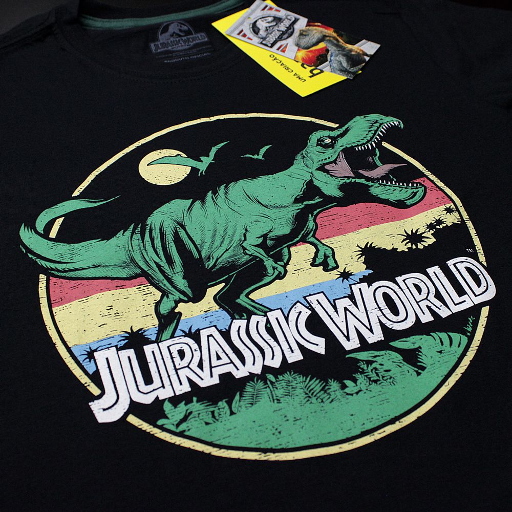 Camiseta Jurassic World Retro Preta oficial Viva a Vida com Arte Viva com Art Rock