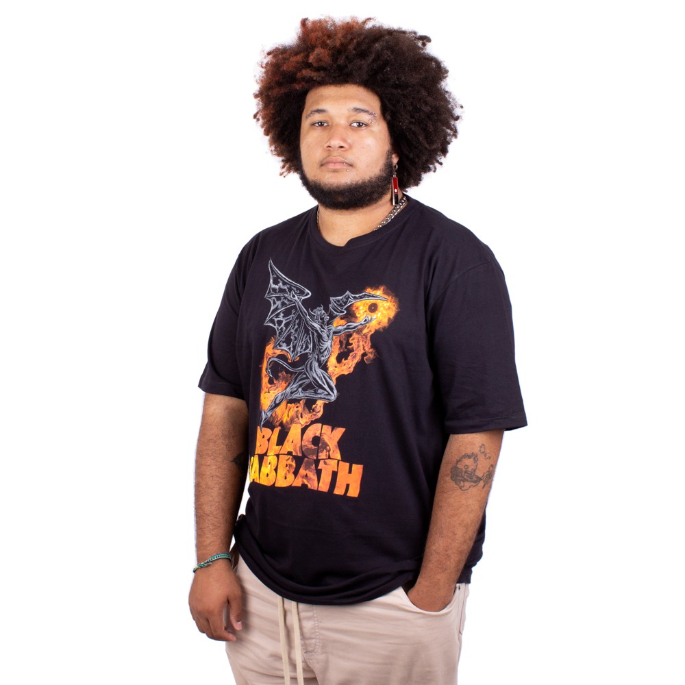 Camiseta Plus Size Black Sabbath Henry Preta - Oficial - Art Rock