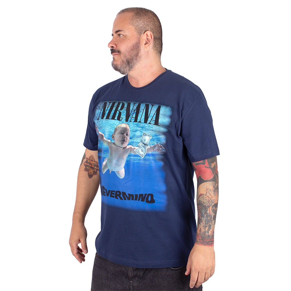 Camiseta Nirvana Nevermind Marinho Oficial - Art Rock Camisetas