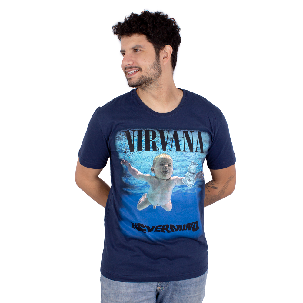 Camiseta Nirvana Nevermind Marinho Oficial - COMEÇOU A BLACK ROCK