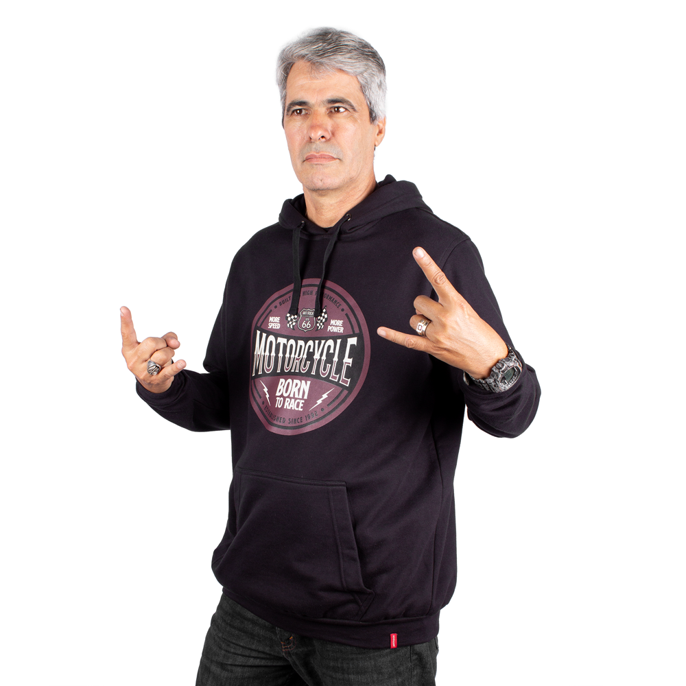 Moletom Canguru Motorcycle Born To Preto - Art Rock Camisetas