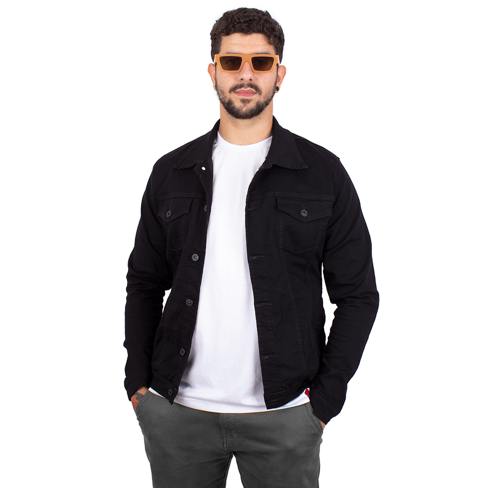 Jaqueta Jeans Preta Art Rock Camisetas Desde 1992