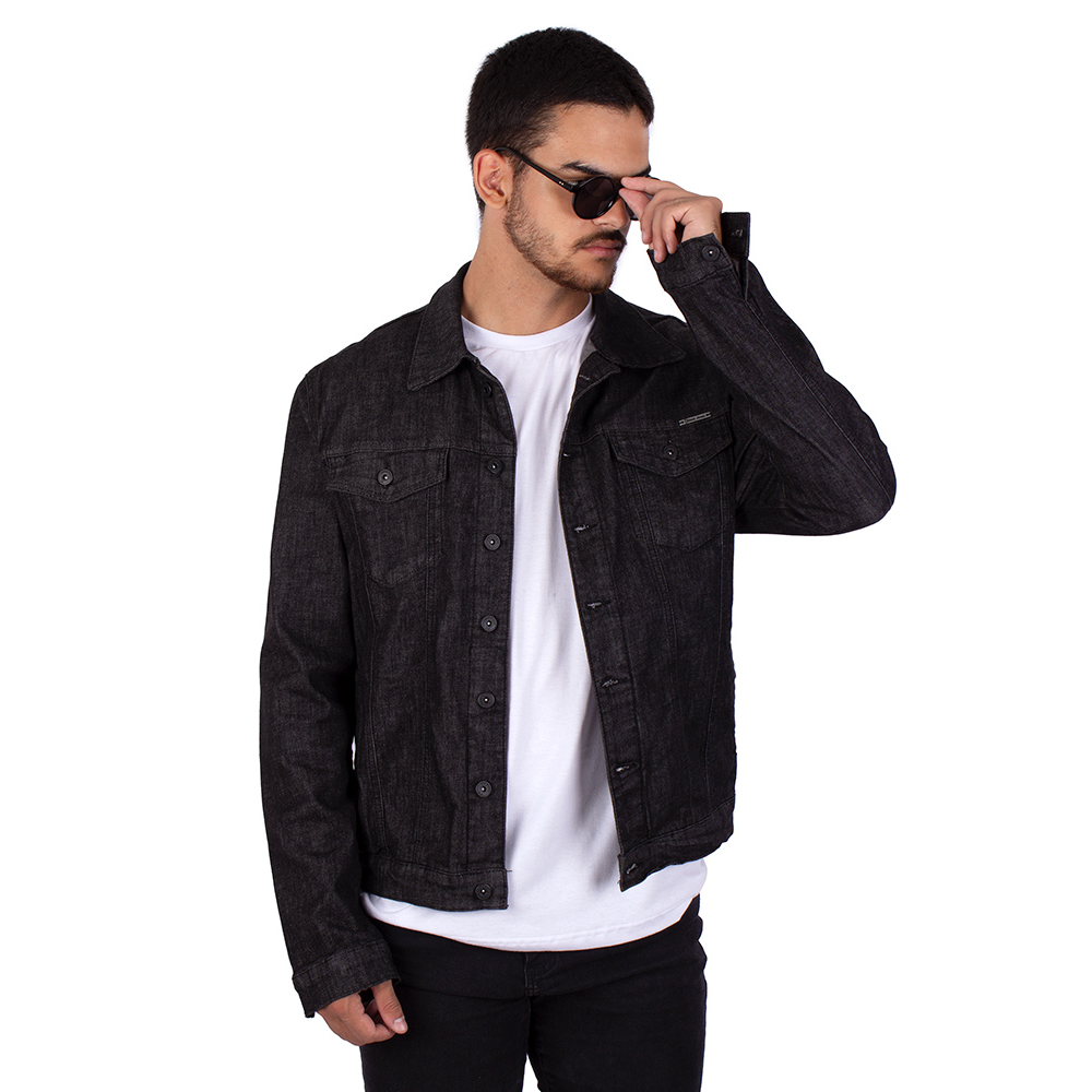 Jaqueta Jeans Preto Lavado Básica Art Rock Camisetas Desde 1992