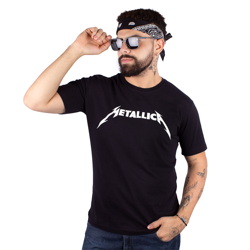 Camiseta Metallica Logo Preta Oficial Viva a Vida com Arte Viva com Art Rock